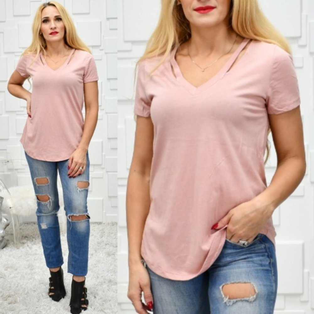 3 Color Choices Pink, gray or Blue Tee - Picture 3 of 5